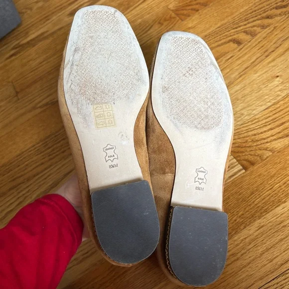 Tory Burch Camel Brown Suede Leather Ruby 15mm Loafer Flat Shoes - Picture 10 of 14
